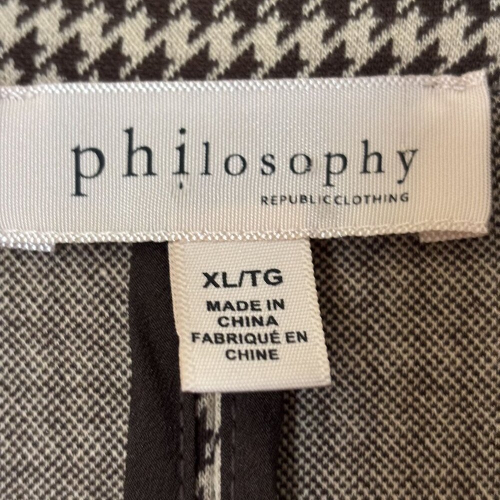 Houndstooth Longline Double-Breasted Blazer By Philosophy Size XL - Picture 3 of 10